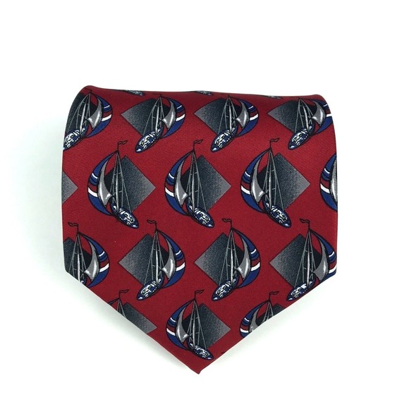 Utopia Other - Utopia Men's Tie Handmade Dark Red Sail Boat Sailing Nautical Novelty Necktie 57